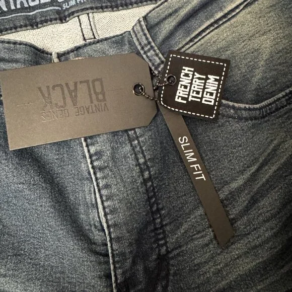 VGB Vintage Geans Black Men's Jeans Slim Fit New With Tags Size 32x32 - Picture 5 of 6